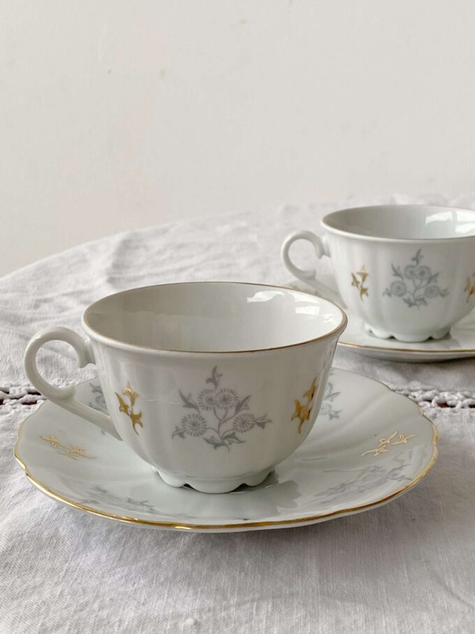 Vintage 80s porcelain coffee duo set / 1 cup + 1 plate