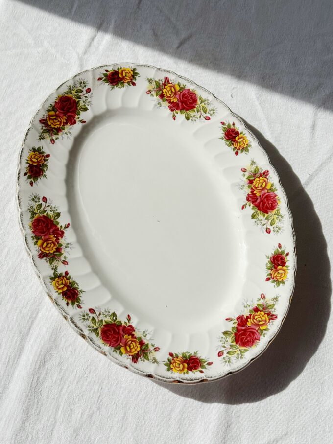 Vintage 1940s Floral ceramic dinner serving plate from Aynsley & Co England / 32 cm