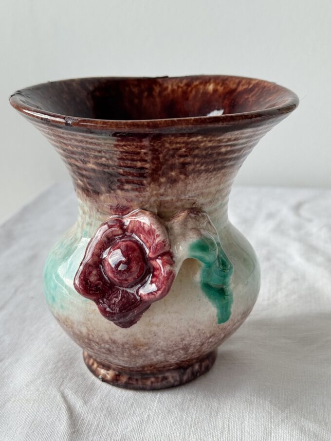 Small Vintage 1930s Art Deco German Drip Glaze ceramic vase