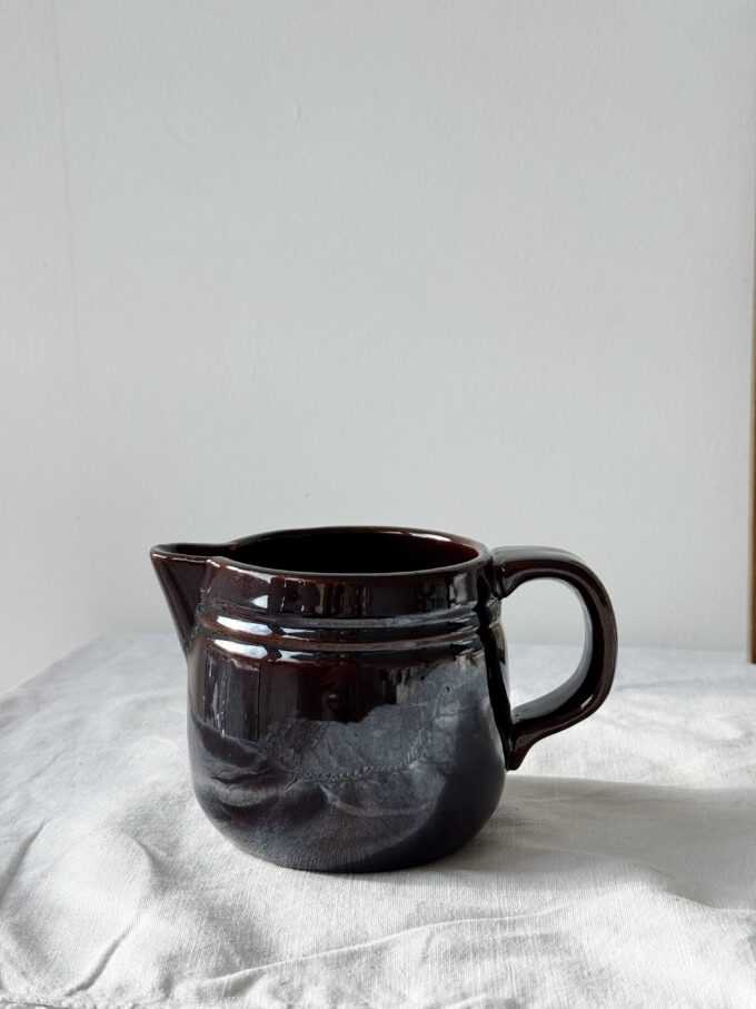 Vintage 70s Rustic glazed Ceramic milk pitcher / jug