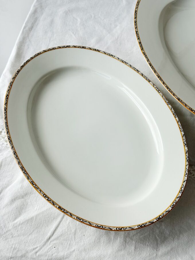 Large Collectible Antique Art Deco oval dinner serving plate from Durocor Bavaria