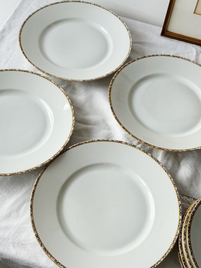 Set of 4 Antique Art Deco dinner plates from Durocor Bavaria / 24,5 cm