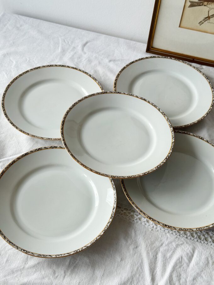 Set of 6 Antique Art Deco breakfast serving plates from Durocor Bavaria / 20 cm