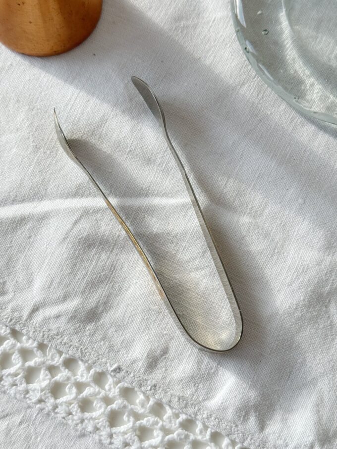 Vintage Stainless steel gold pleated 23/24 karat sugar tongs