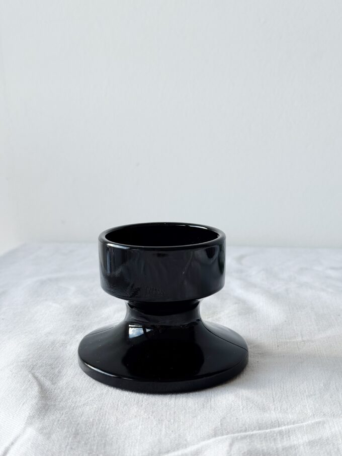 Vintage black glass minimalist Candle holder