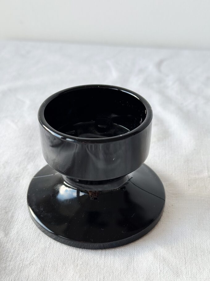 Vintage black glass minimalist Candle holder