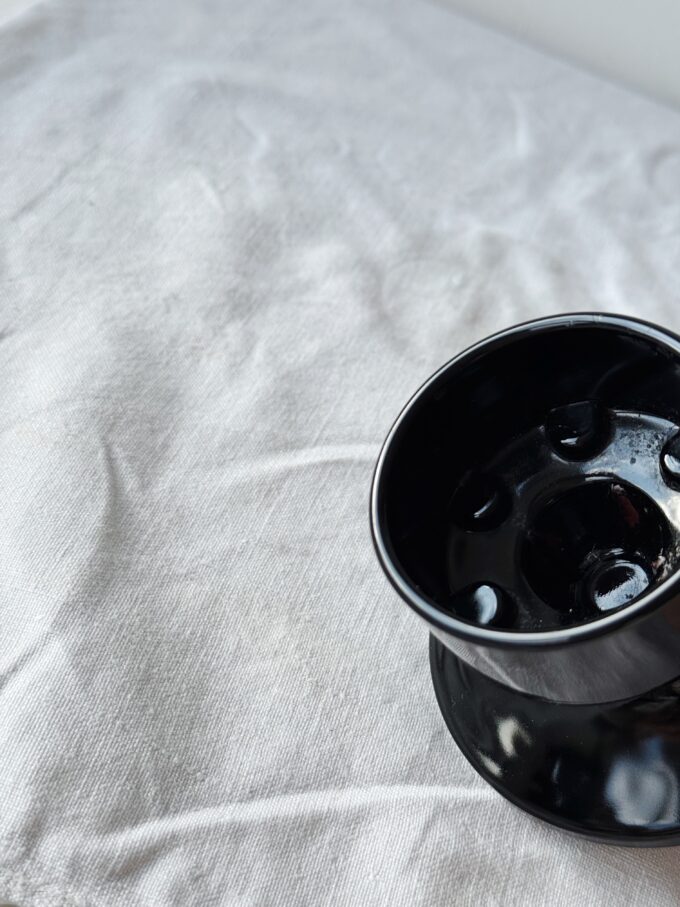 Vintage black glass minimalist Candle holder