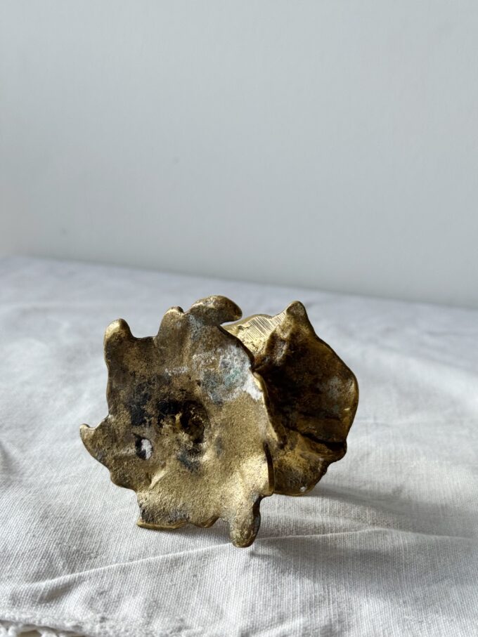 Small Vintage brass Flower shaped metal candle holder