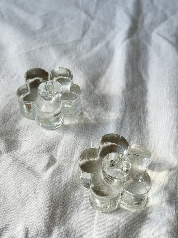 Vintage Flower shaped glass candle holder
