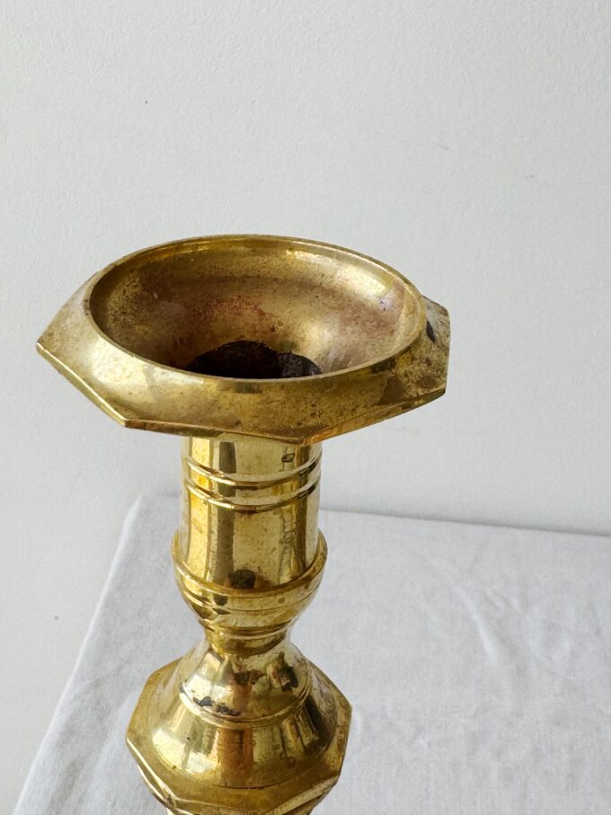 Tall Vintage brass metal candle holder