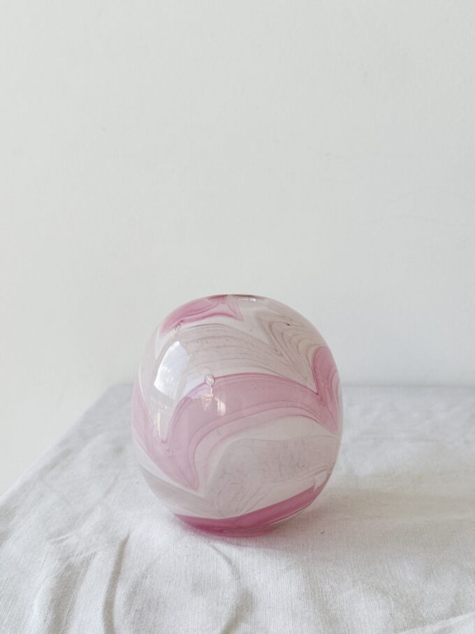 Small Vintage 80s candy art glass vase in by designer Michael Harris for MDINA glass