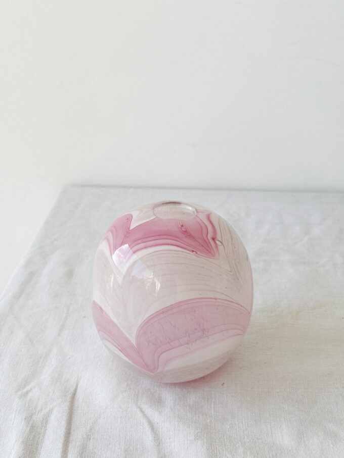 Small Vintage 80s candy art glass vase in by designer Michael Harris for MDINA glass