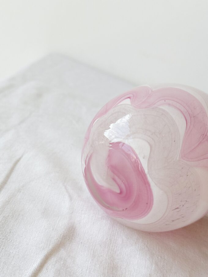Small Vintage 80s candy art glass vase in by designer Michael Harris for MDINA glass