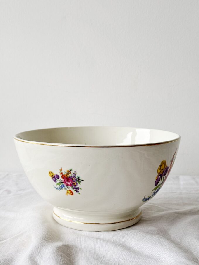 Antique Art Deco 1930s porcelain floral mixing / salad bowl from Ditmar-Urbach Czechoslovakia