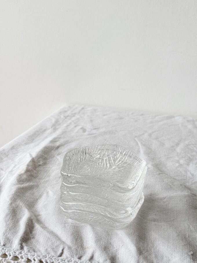 Set of 5 HADELAND Scandinavian 80s small crystal plates 'FURU' by designer Severin Brørby