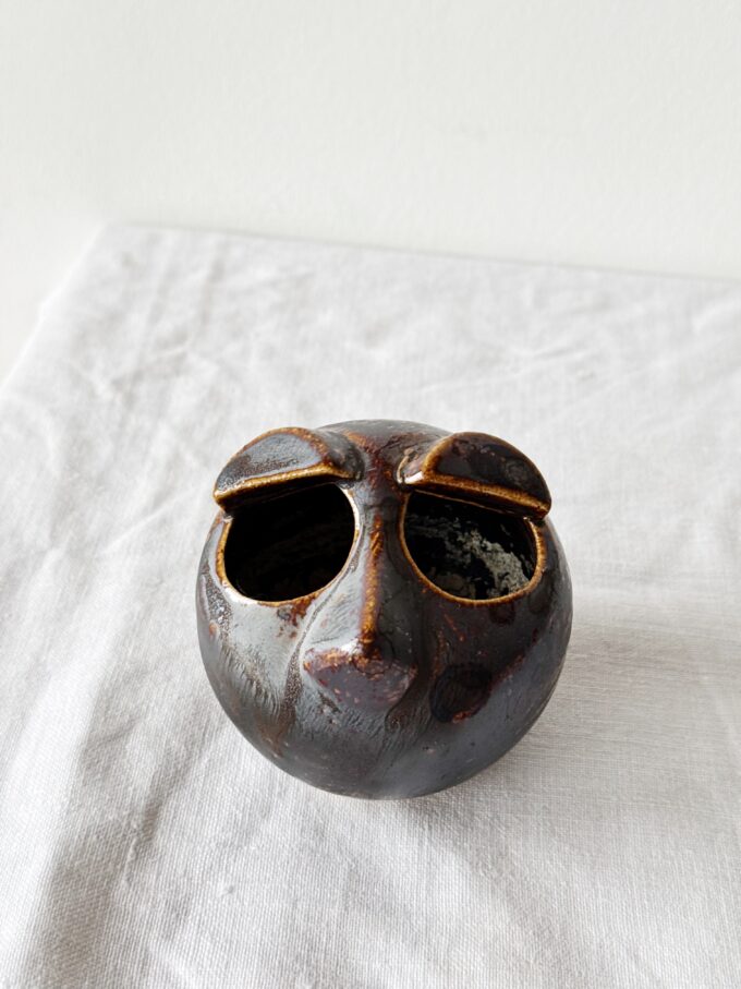 Small miniature 50s mid century FACE shaped ceramic studio pottery vase
