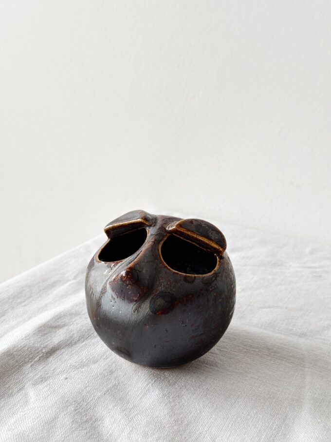 Small miniature 50s mid century FACE shaped ceramic studio pottery vase