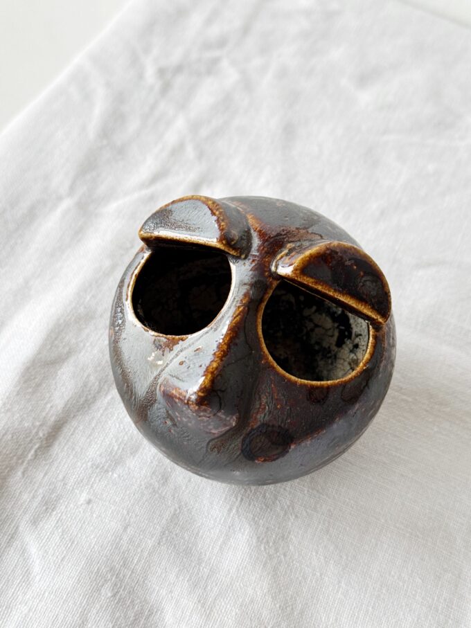 Small miniature 50s mid century FACE shaped ceramic studio pottery vase
